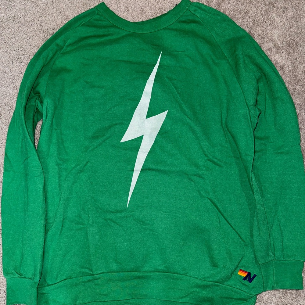 Aviator Nation Green Lightning Bolt Sweater